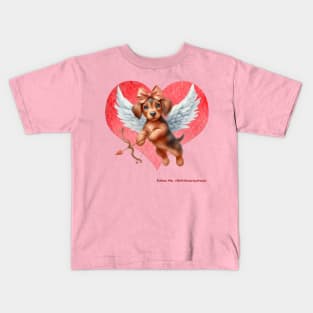 Cute Valentine Cupid Dachshund Heart Kids T-Shirt